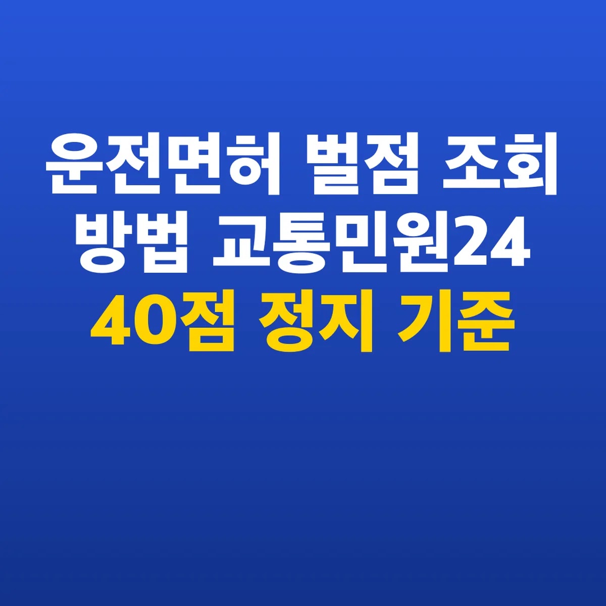 운전면허 벌점 조회 방법 교통민원24 40점 정지 기준