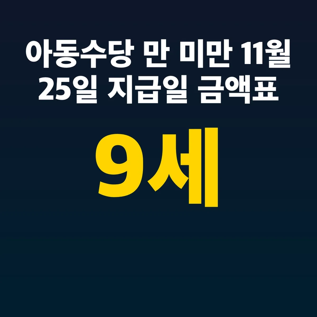 아동수당 만 9세 미만 11월 25일 지급일 금액표