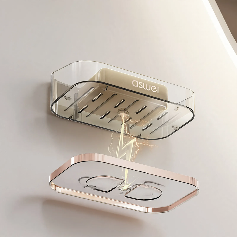 Wall-mounted soap dish with suction cup, removable
