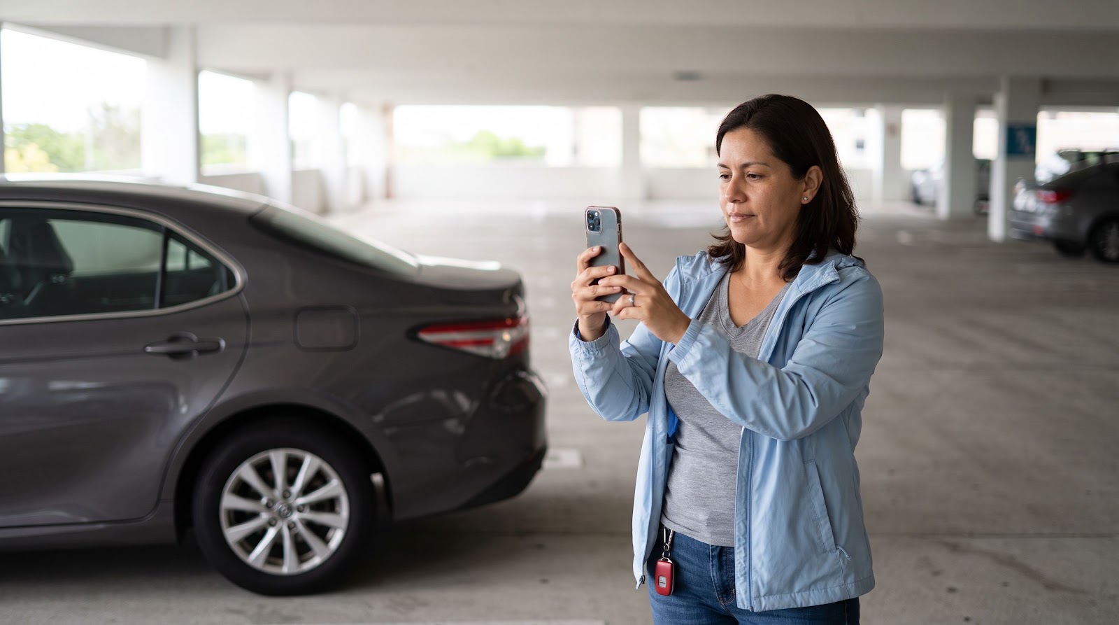 Mujer latina documenta su carro antes de evacuar en Florida para proteger su seguro auto abandono huracan florida