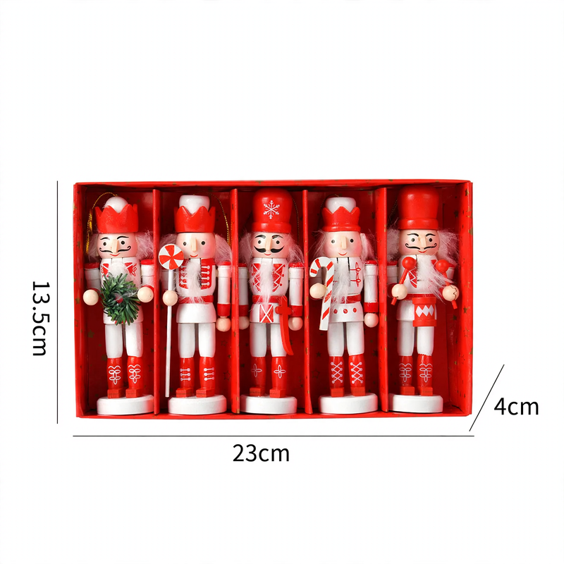 Wooden nutcracker soldiers, set for Christmas decoration