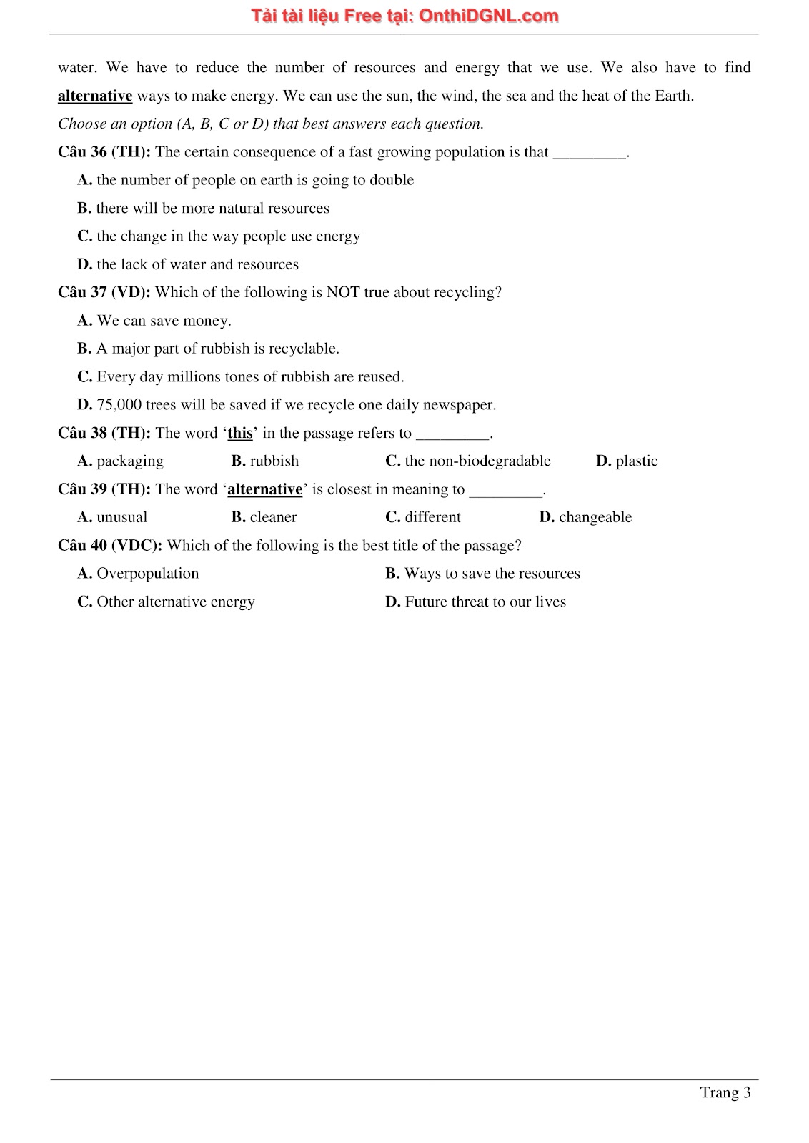 800 bài tập môn Tiếng Anh - Ôn thi ĐGNL ĐHQG TP HCM Phần 8