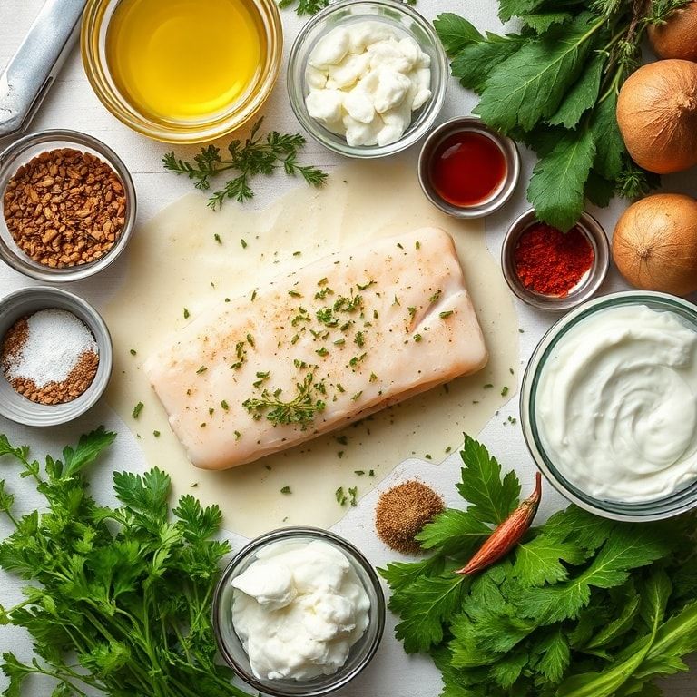 Ingredients for Baked Cod in Creamy Coconut Lemon Sauce Recipe – Easy & Flavorful