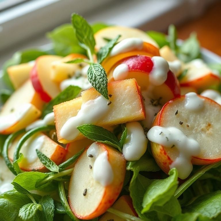 Fresh Apple Cucumber Salad with Creamy Mint Yogurt Dressing – Quick & Easy Summer Side finished