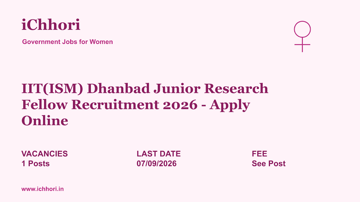 IIT(ISM) Dhanbad Junior Research Fellow Recruitment 2026 - Apply Online - iChhori