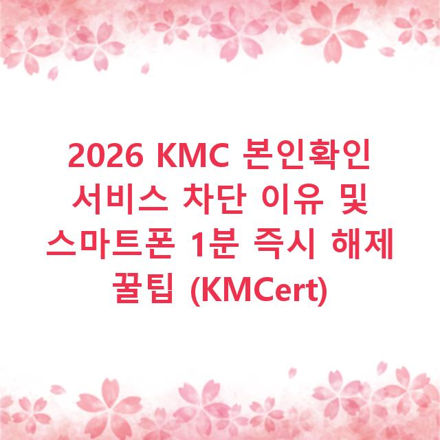 2026 KMC 본인확인 서비스 차단 이유 및 스마트폰 1분 즉시 해제 꿀팁 (KMCert)
