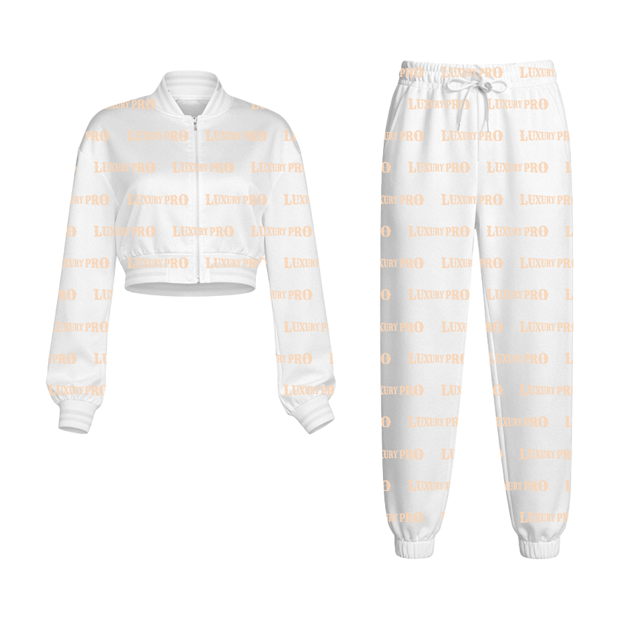 AOP Cropped Baseball Jacket & All Over Print Sweatpants Set