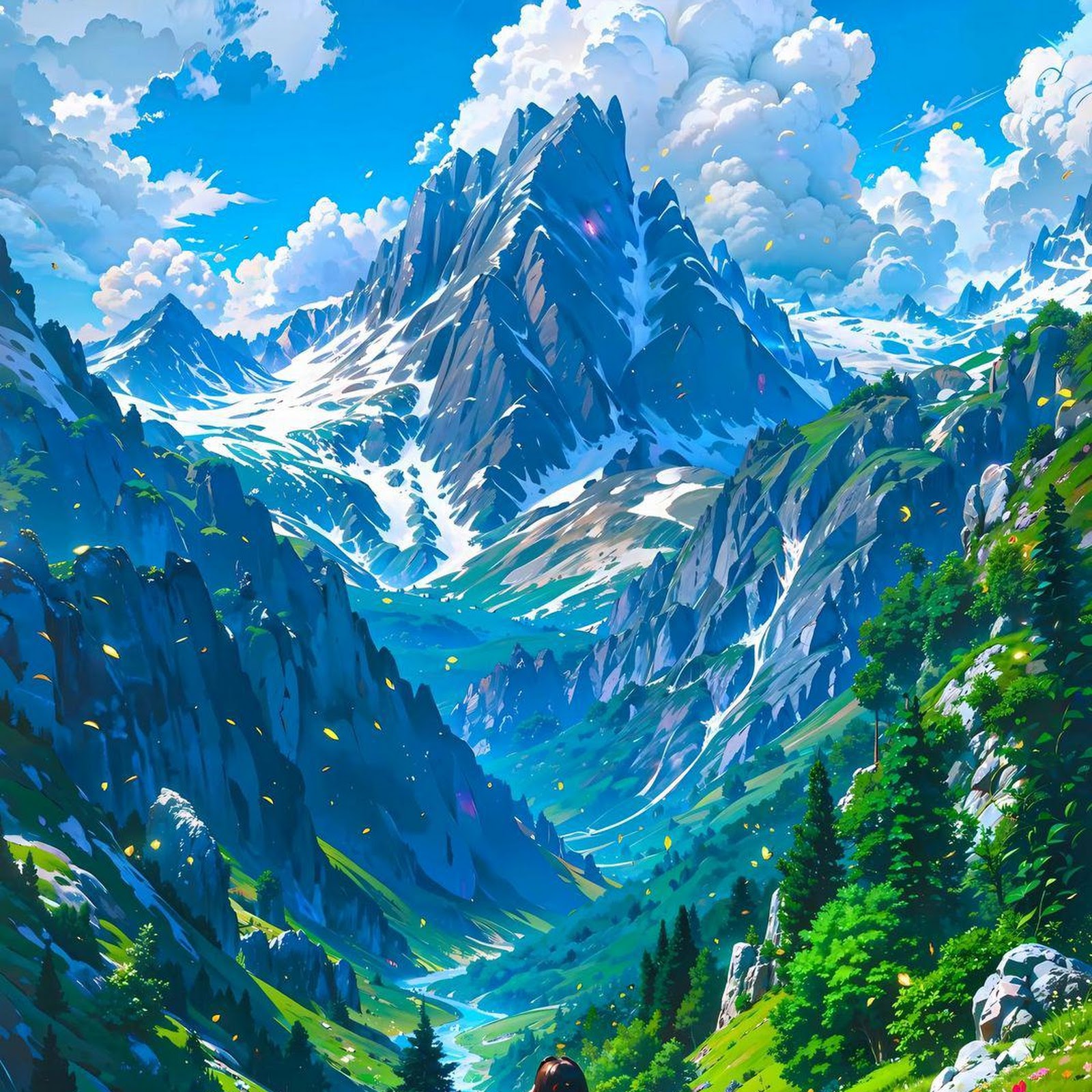 Download Anime Girl In Alpine Meadow Full HD iPhone