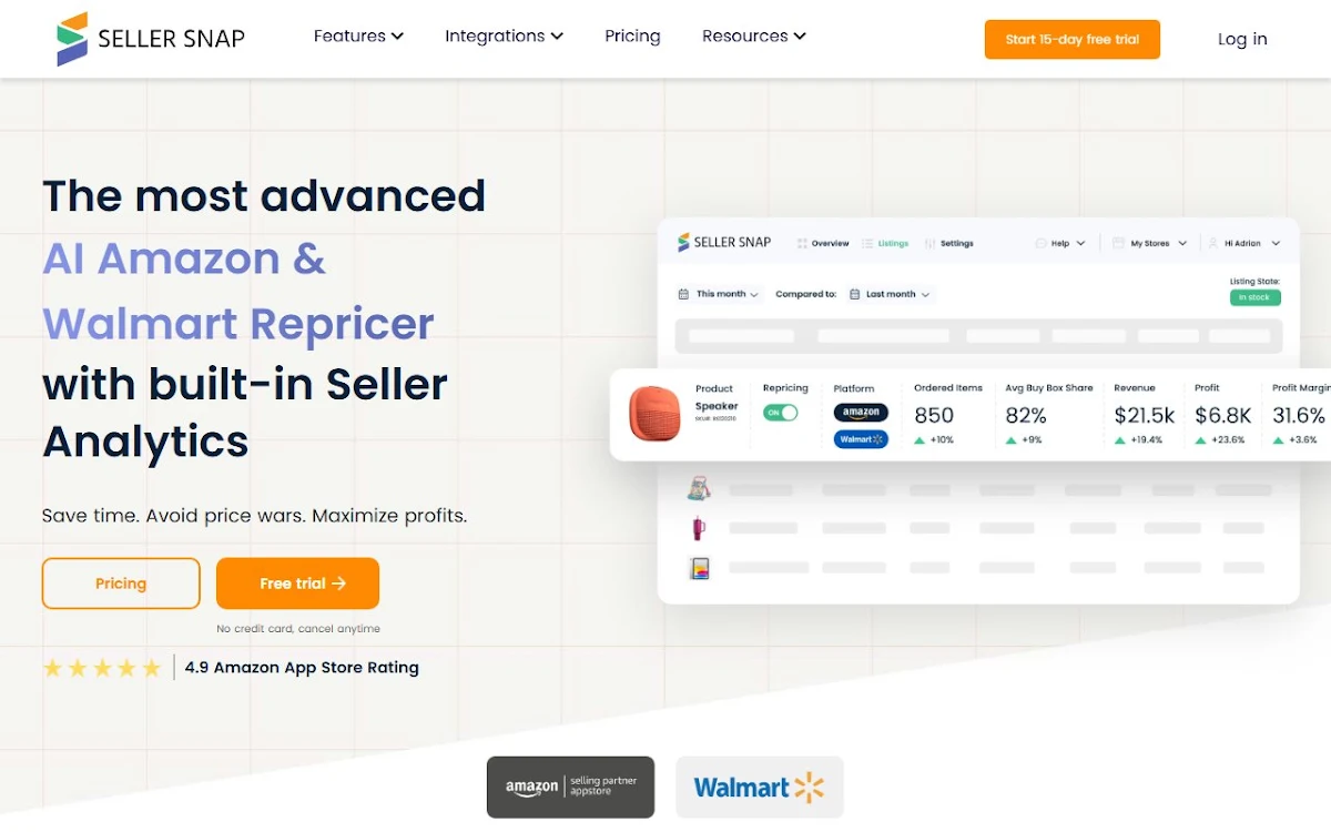 Captura de sellersnap.io