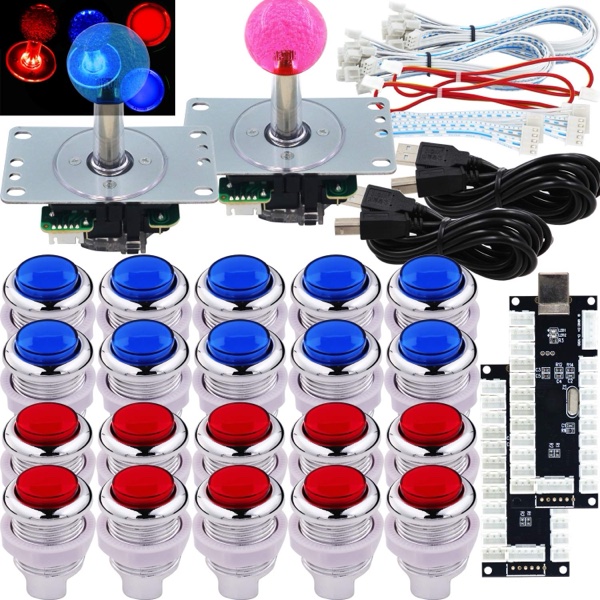 Sj@jx Botones Arcade LED Cromados de 28mm con Rosca