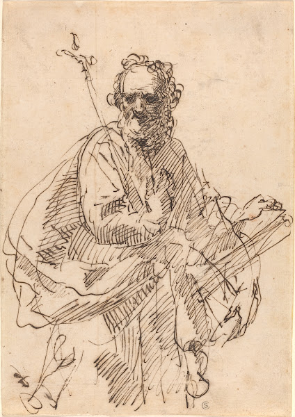 A Standing Saint With A Crucifix And A Book 1660s