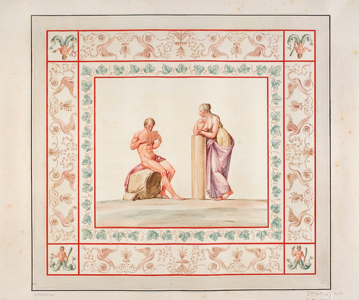 Vestigia delle Terme di Tito Muse and Polyphemus Quadro from vault ornamentation