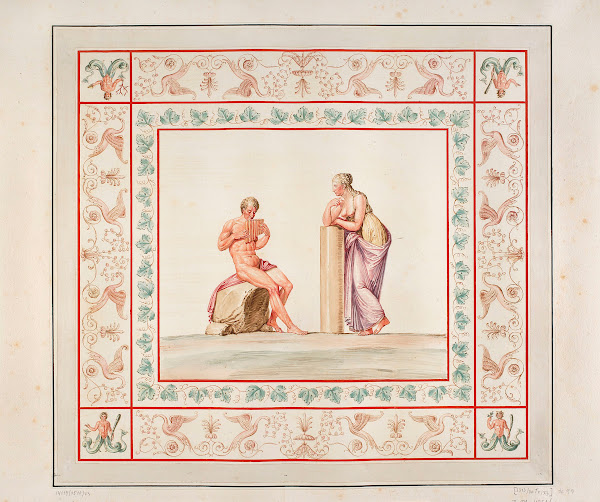 Vestigia delle Terme di Tito Muse and Polyphemus Quadro from vault ornamentation