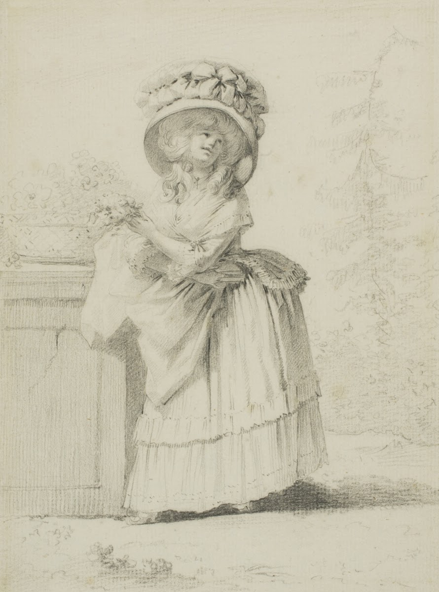 An Elegant Young Woman in a Garden c 1785