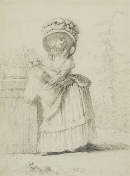 An Elegant Young Woman in a Garden c 1785