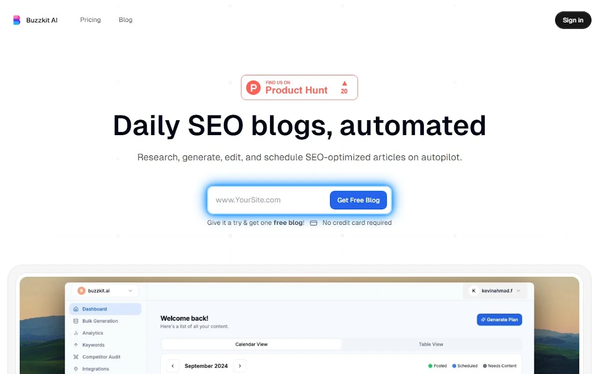 Captura de Buzzkit.ai (Beta)