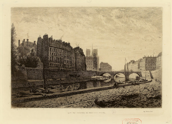 Pont St Michel et quai des Orfèvres 1866