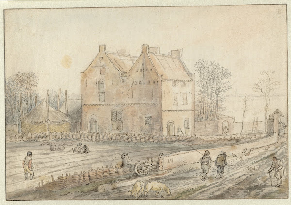 View of a Country House with Sowers in the Field c 1610   c 1615