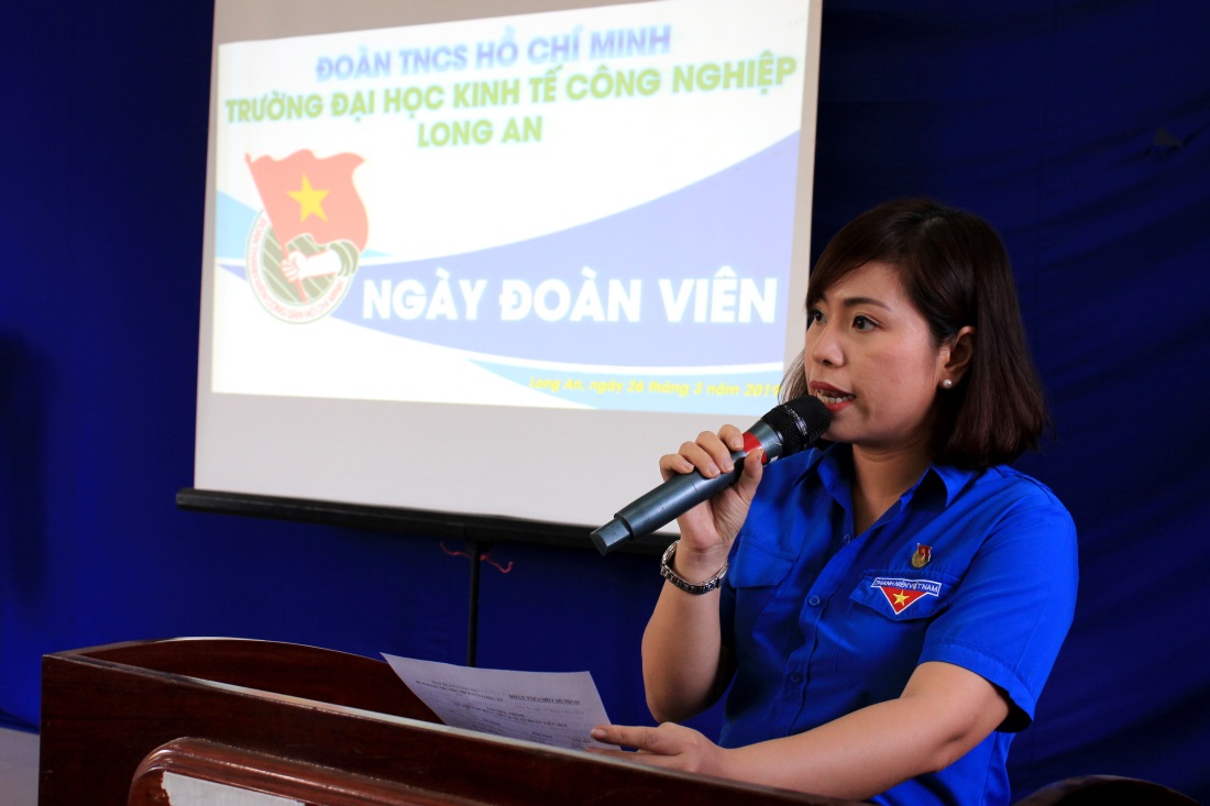 Bí thư Đoàn trường – Nguyễn Thị Bảo Châu phát biểu khai mạc ngày Đoàn viên 2019
