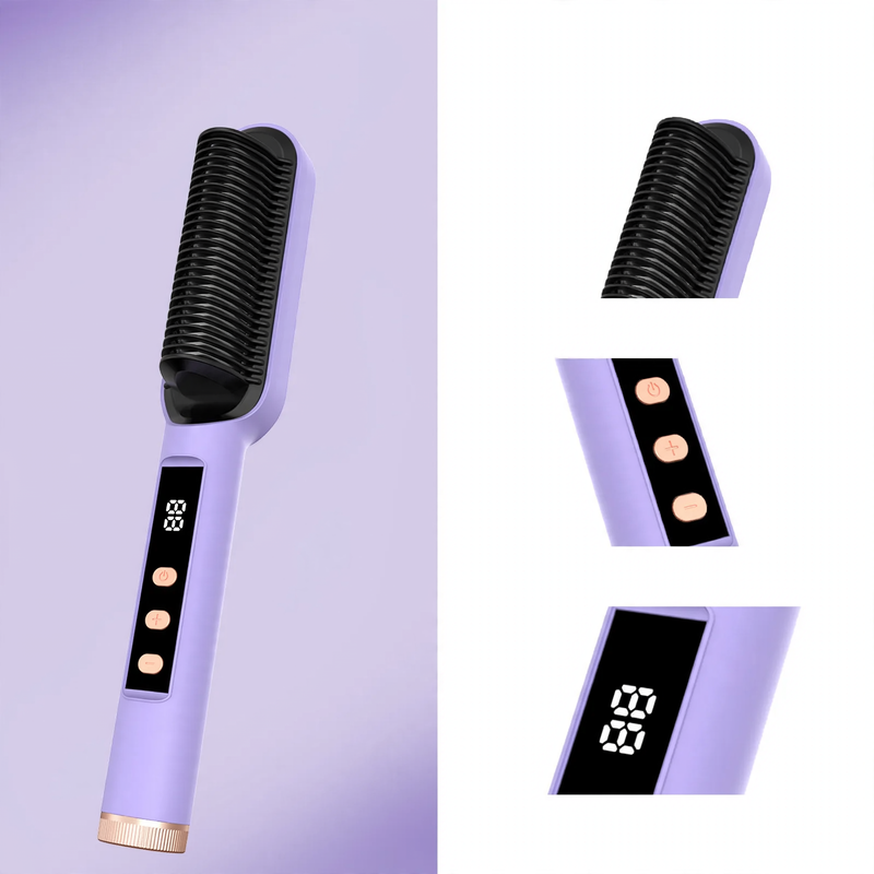 Digital Hair Straightening Brush with Ceramic, 5 Temperature Levels