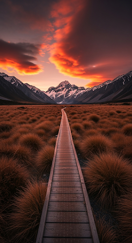 Red Sunset Mountain Path
