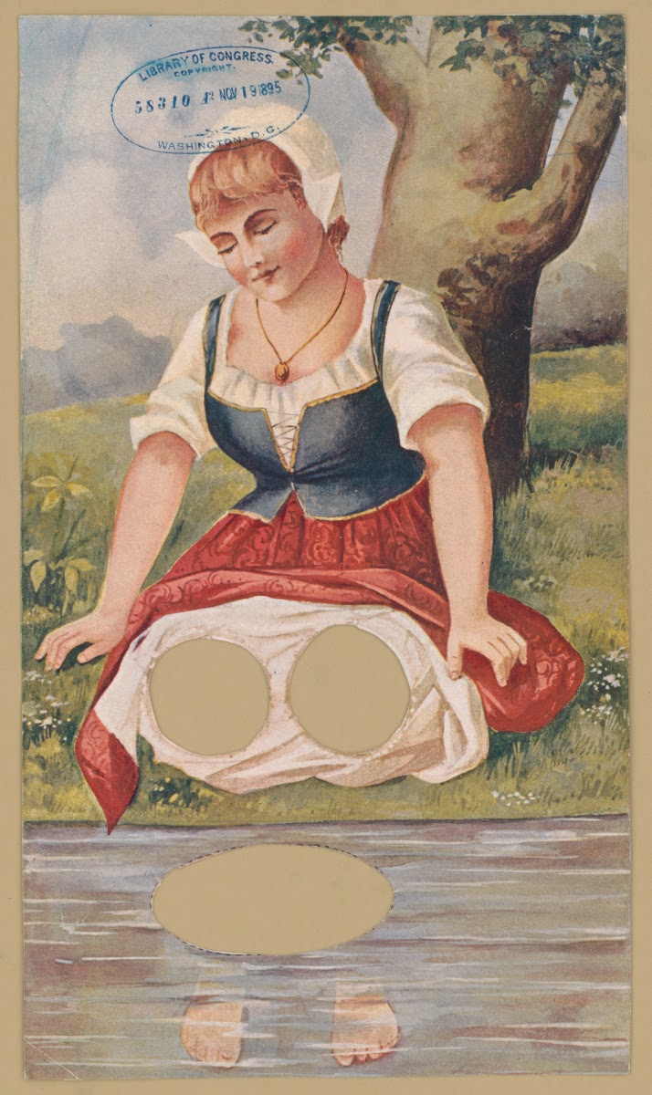 Woman kneeling at waterside 1895