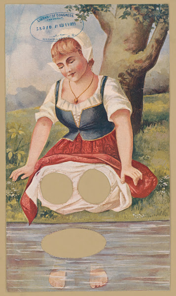 Woman kneeling at waterside 1895