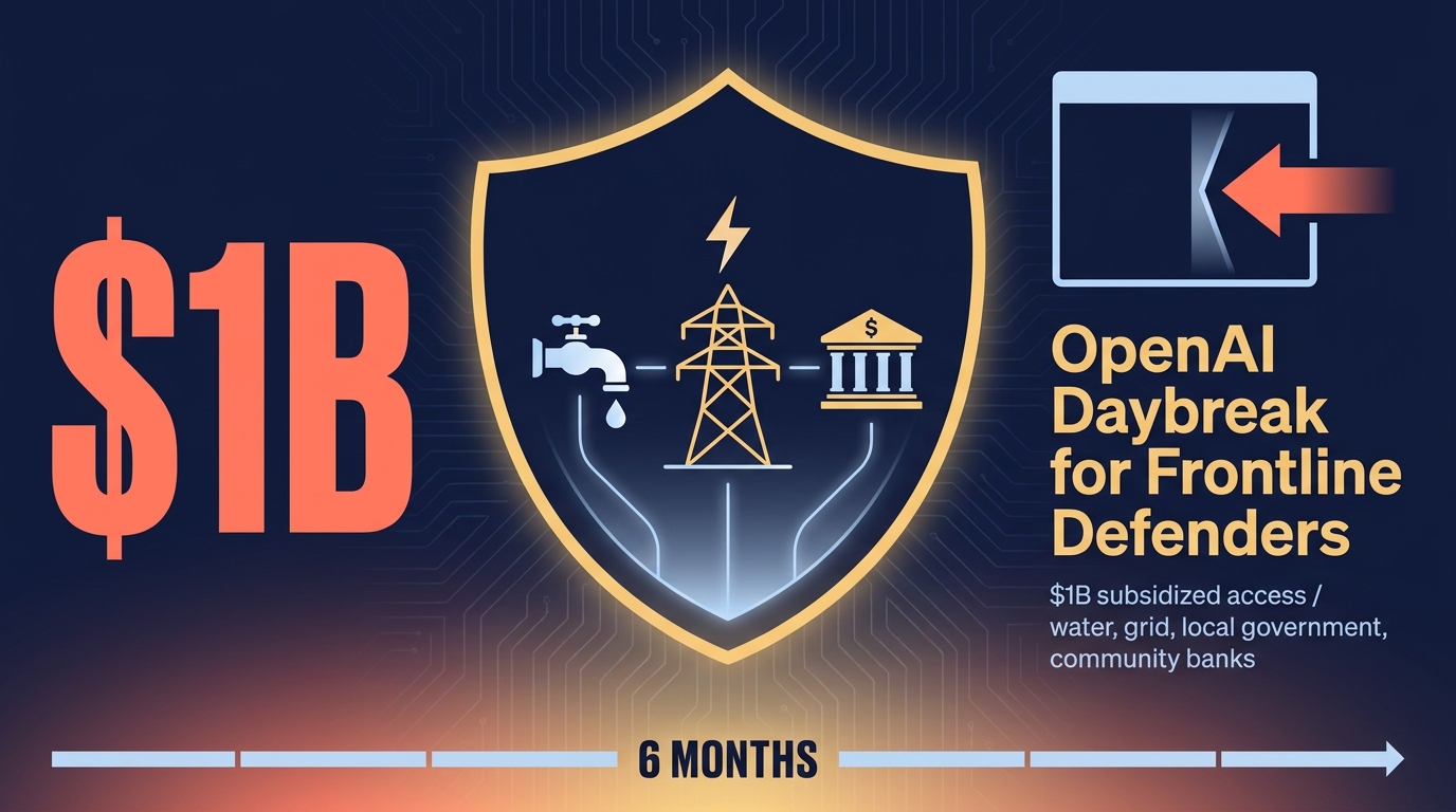 OpenAI、10億ドルを「守る側」に配る — 水道・電力・地方銀行にDaybreakを開放。だが専門家は「見つけても直せない」と釘を刺した