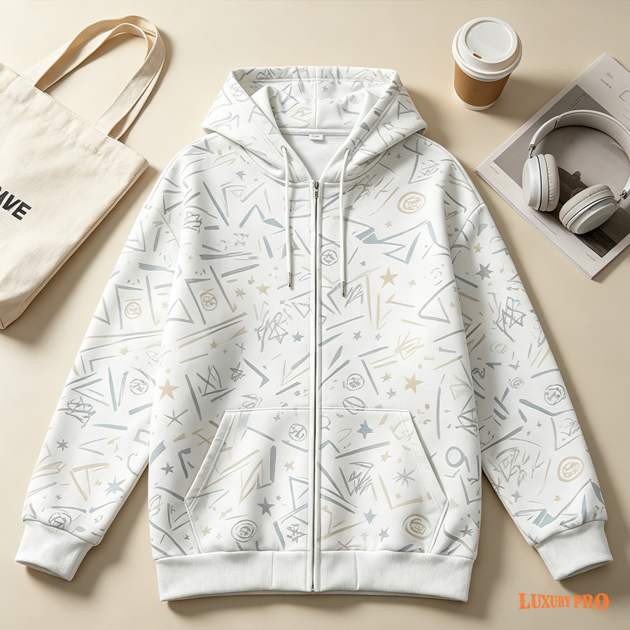 AOP MHN Zip Hoodie 250, Japanese Fabric