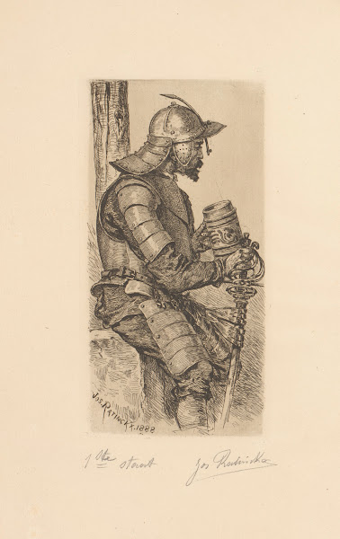 Man in armor with sword and pulley 1888