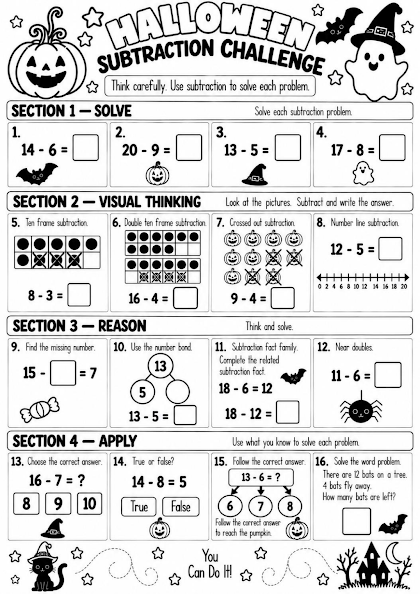 Halloween Subtraction Challenge