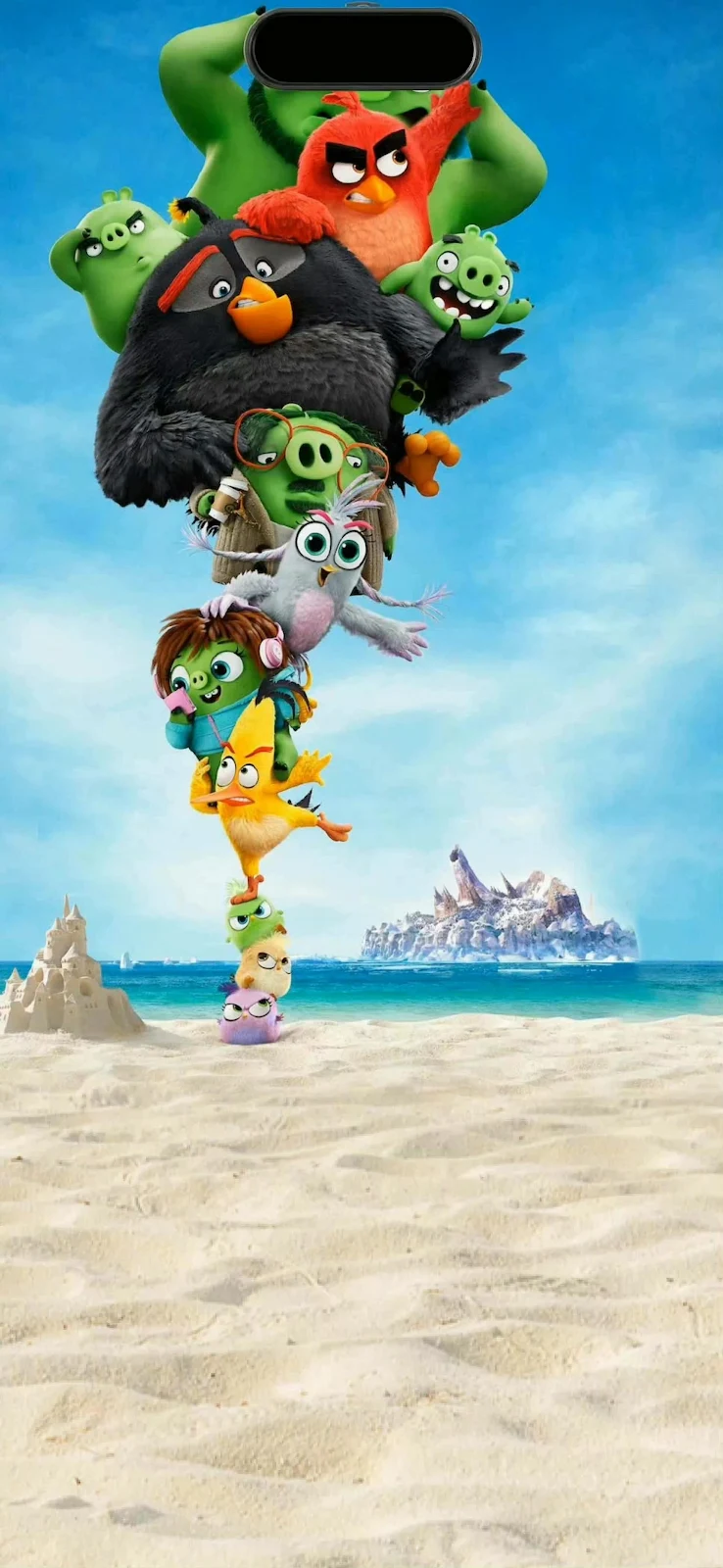 Angry Birds, Cartoon Characters, Beach Scene, Summer Vacation 2K iPhone Wallpaper Background (1935x4194)