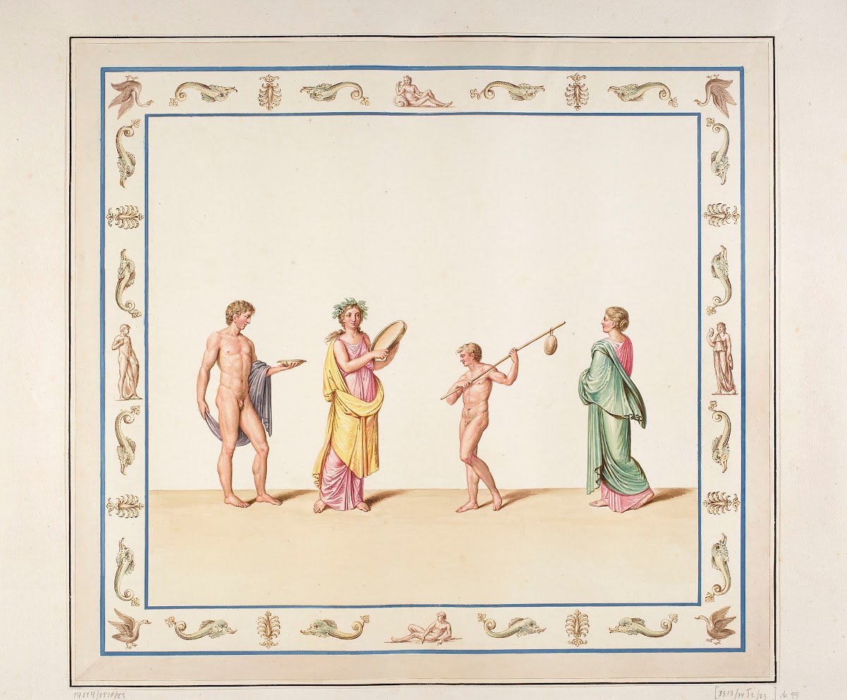 Vestigia delle Terme di Tito Procession Quadro from vault ornamentation in room