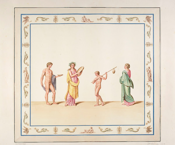 Vestigia delle Terme di Tito Procession Quadro from vault ornamentation in room