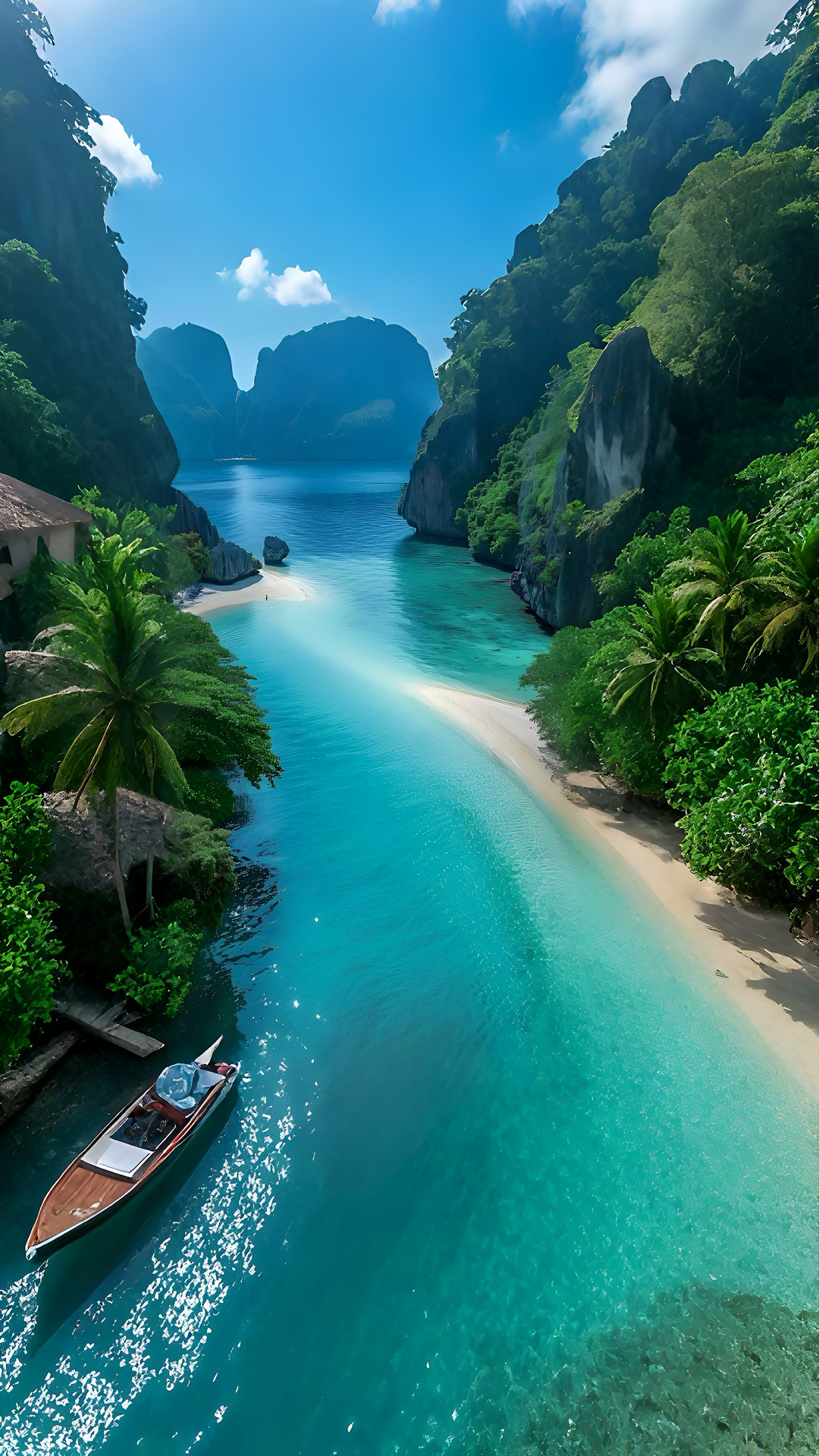Turquoise Lagoon Tropical Paradise Limestone Cliffs - Free 4K mobile Wallpaper