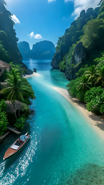 Turquoise Lagoon Tropical Paradise Limestone Cliffs - Free mobile Wallpaper