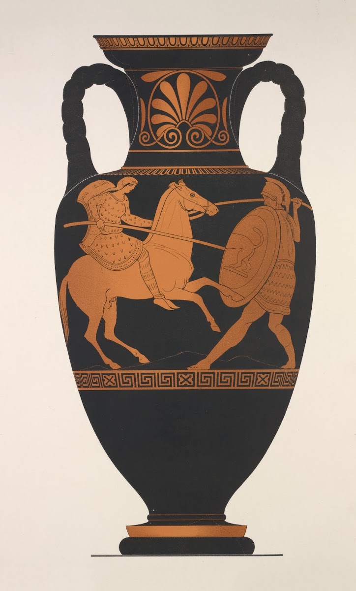 Attic amphora a Greek and Amazon in combat 1883