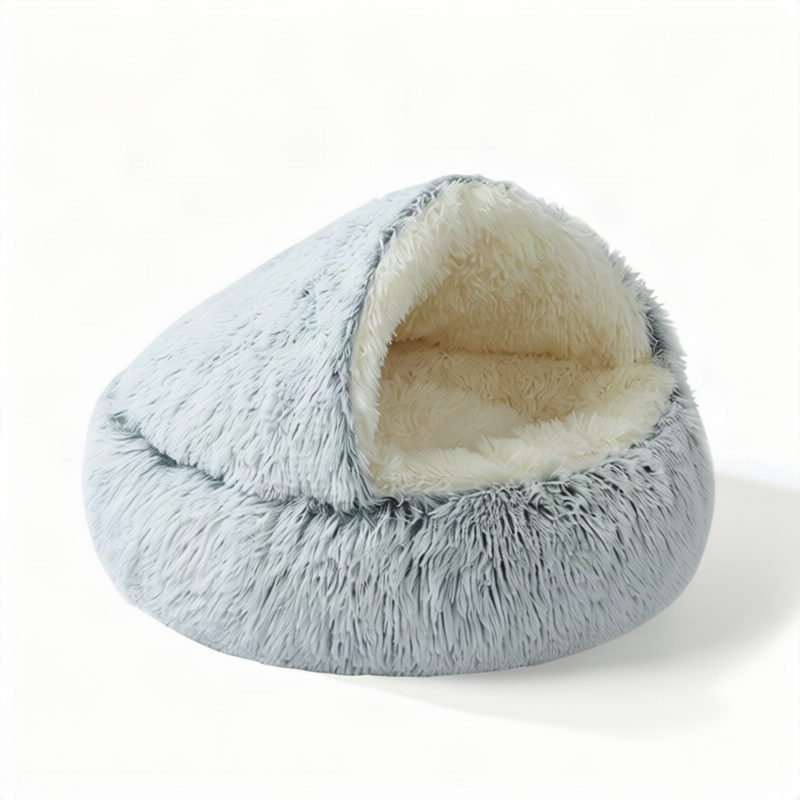Flauschiges Katzenbett, rund, wärmend