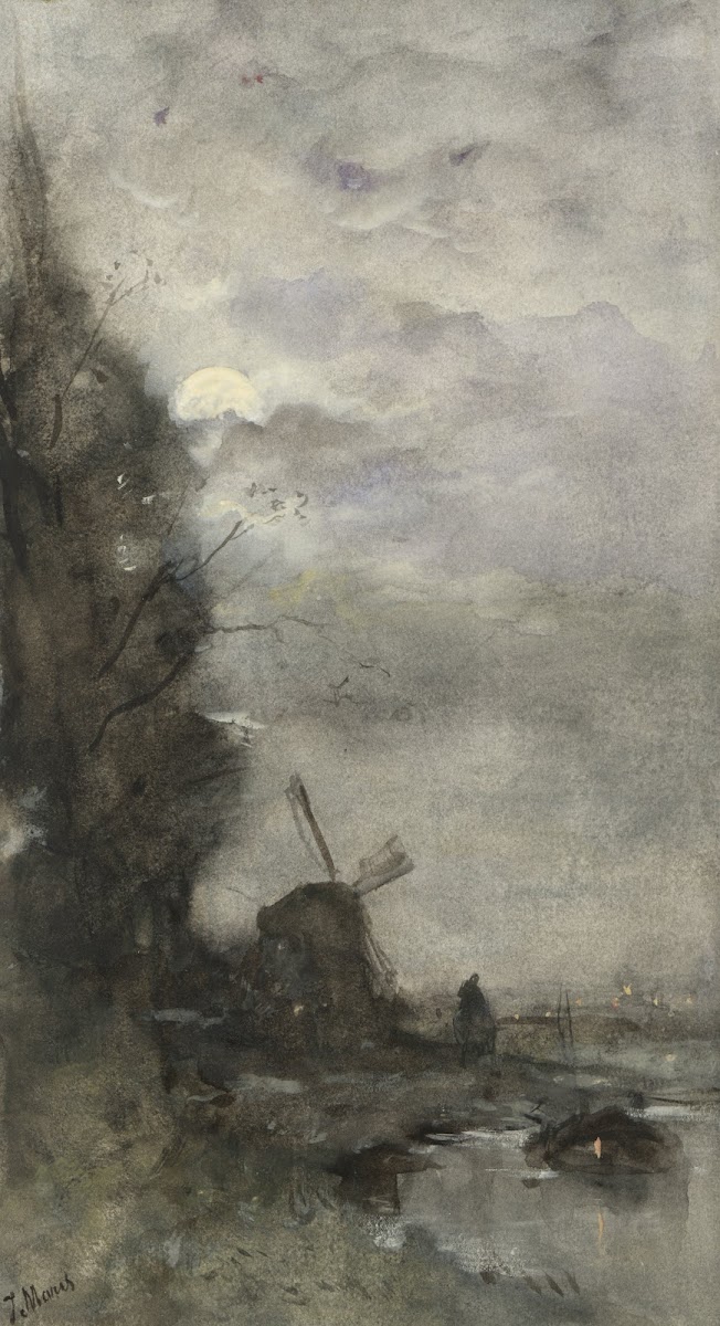 Landschap met molen bij maanlicht 1847   1899