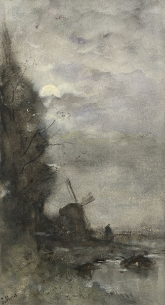 Landschap met molen bij maanlicht 1847   1899