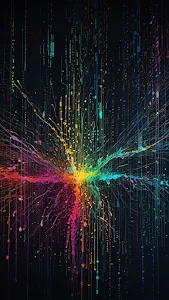 Vibrant Digital Data Burst Abstract Art