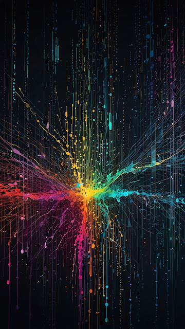 Vibrant Digital Data Burst Abstract Art - Free mobile Wallpaper