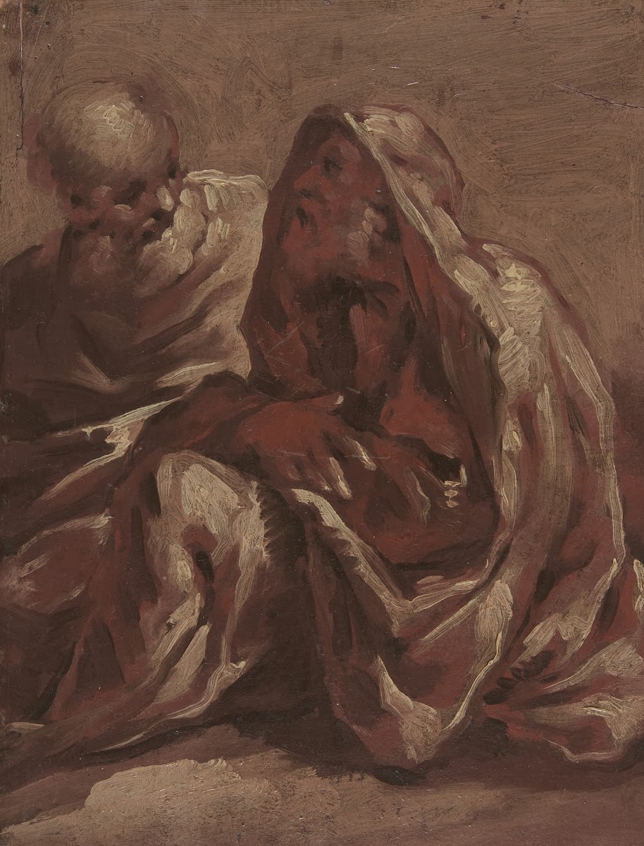 Two Seated Bearded Male Figures 16371713