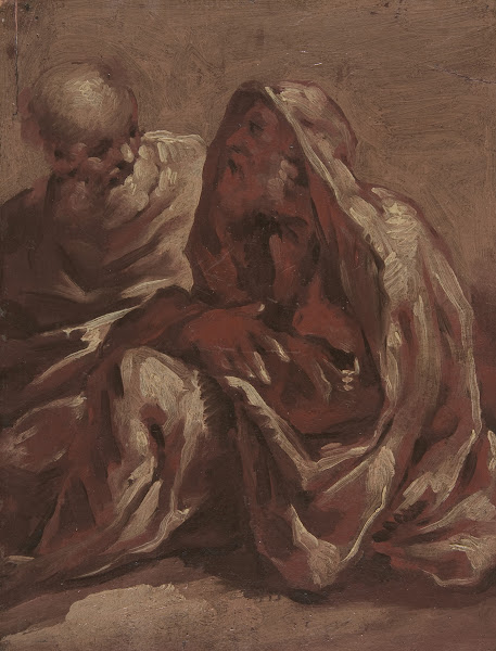 Two Seated Bearded Male Figures 16371713