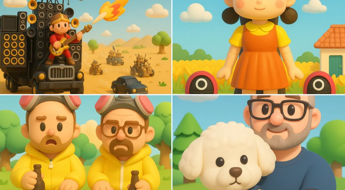 Ilustración de dibujos animados en 3D al estilo Nintendo