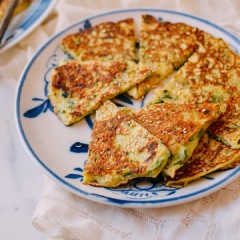 Bánh này sẽ rất ngon khi dùng nóng, bạn có thể chấm thêm nước tương để thưởng thức hết được vị thơm ngon của bánh nhé.