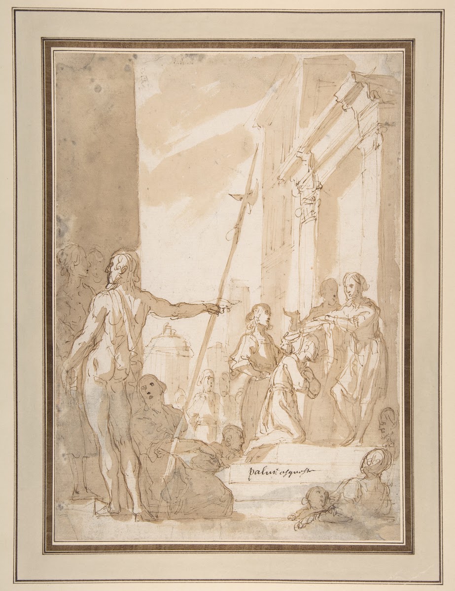 Unidentified subject Standing Figure Placing a Scapular on a Kneeling Figure 157