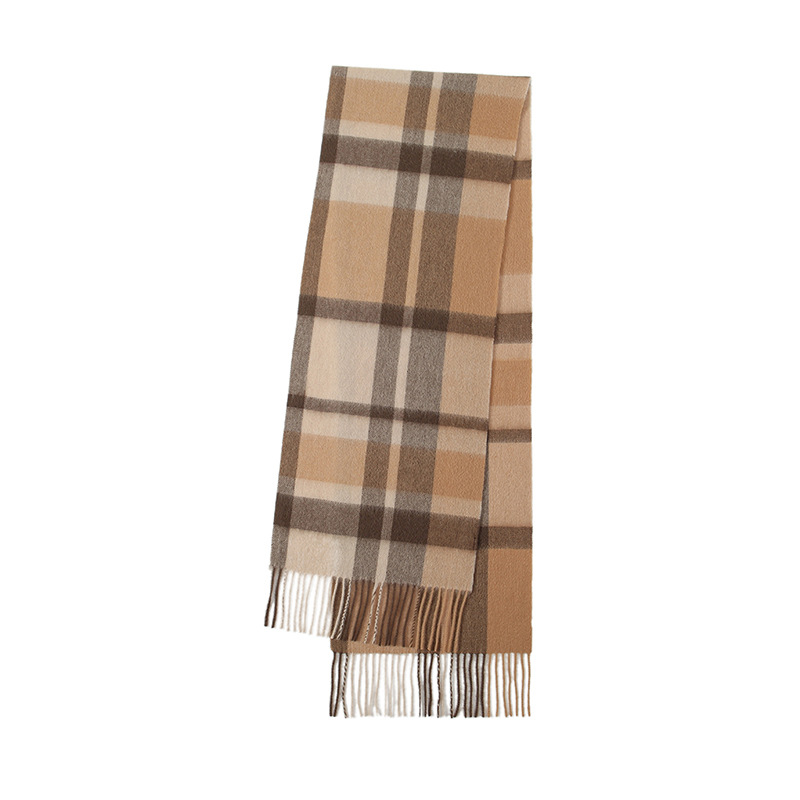 Checkered scarf with fringes, 180x30cm
