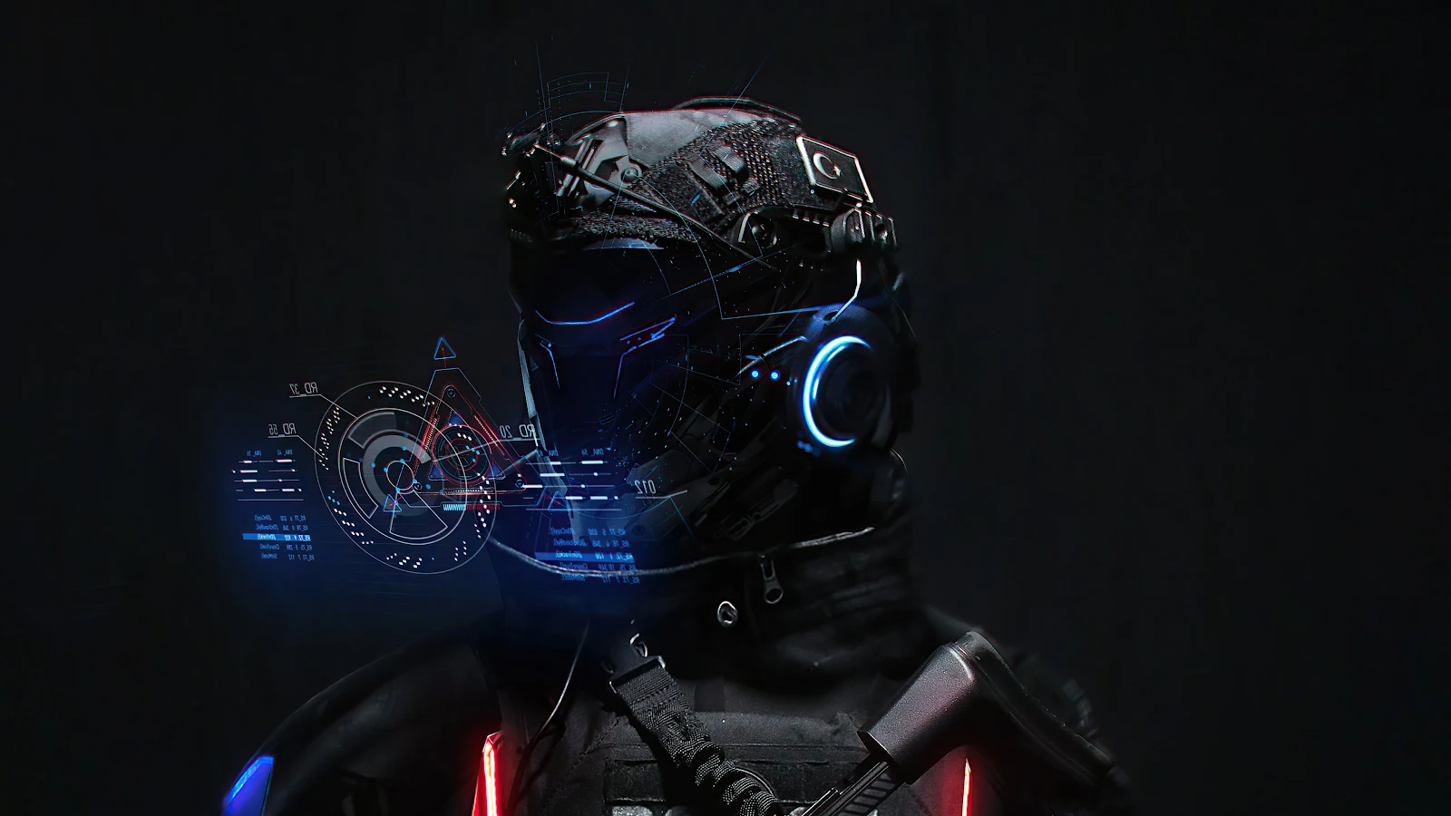 Cyberpunk, Soldier, Futuristic, Hud 4K Desktop Wallpaper Background [3840x2160] Free Download