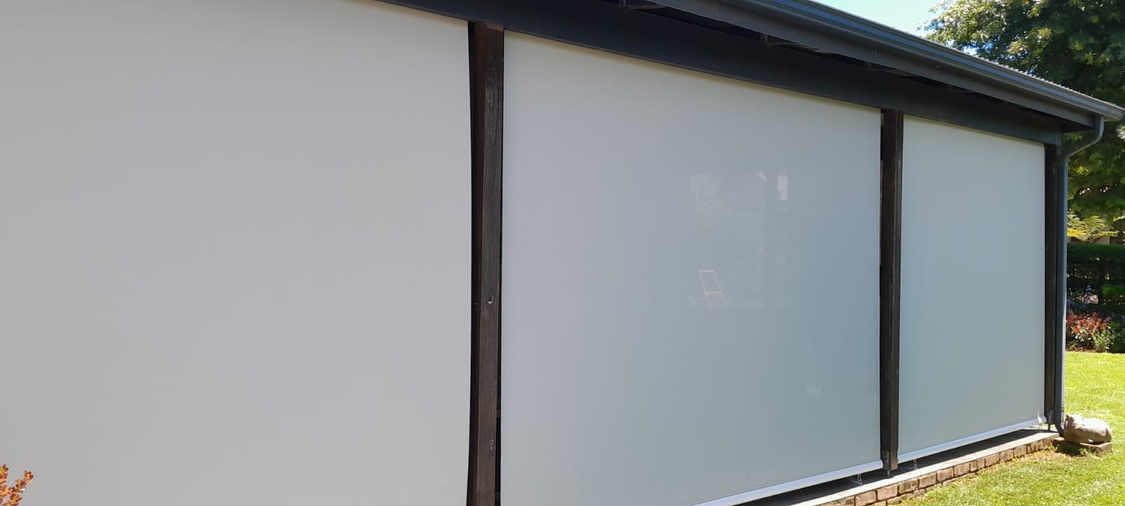 Patio with roller blinds
